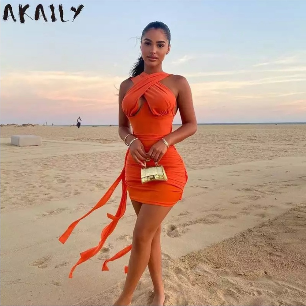 Large orange bodycon dress